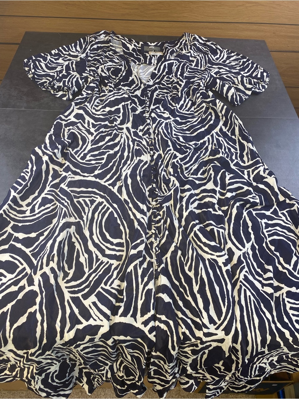 Anthropologie‎ Navy & White Zebra Print Maxi Dress size 20W- NWT